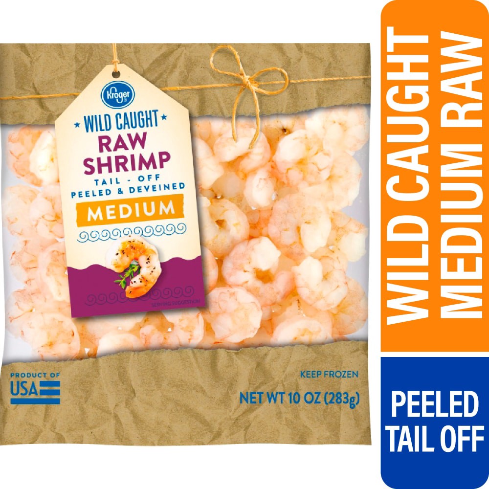 slide 2 of 4, Kroger Wild Caught Peeled & Deveined Medium Raw Shrimp, 10 oz