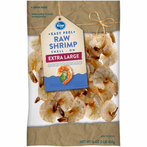 slide 2 of 2, Kroger Shell-On Easy Peel Extra Large Raw Frozen Shrimp, 16 oz