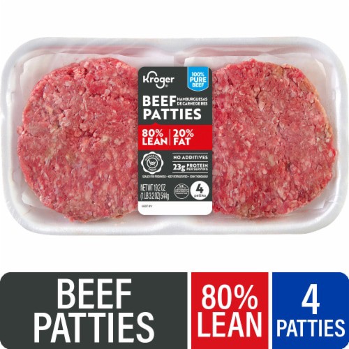 slide 1 of 5, Kroger® 80/20 Ground Beef Patties, 4 ct; 19.2 oz