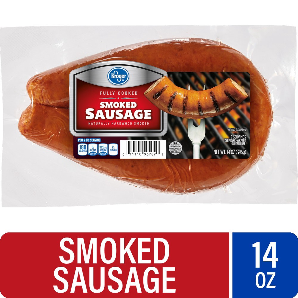 slide 3 of 4, Kroger Smoked Sausage, 14 oz