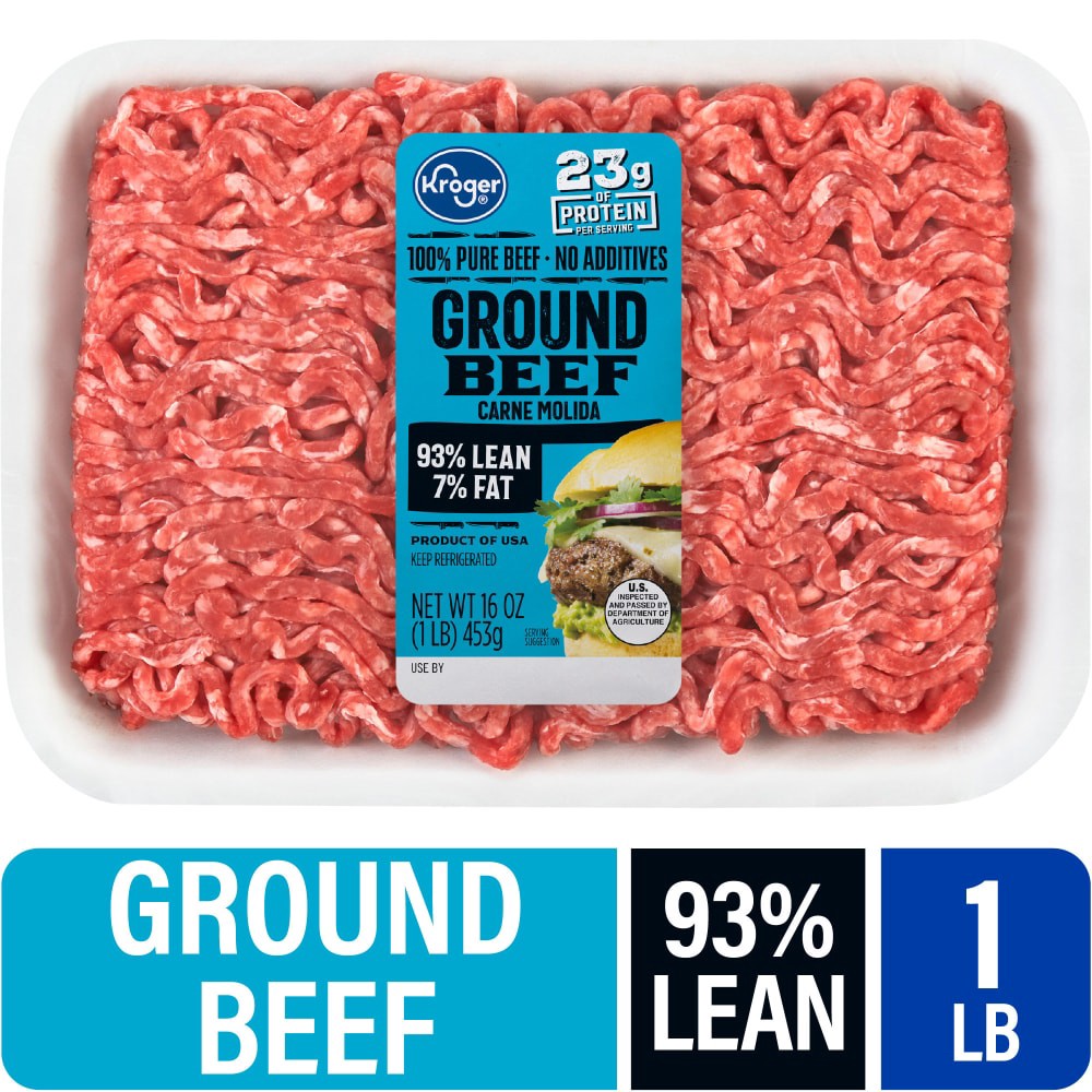 slide 3 of 5, Ground Beef 93% Lean 7% Fat, 1 lb
