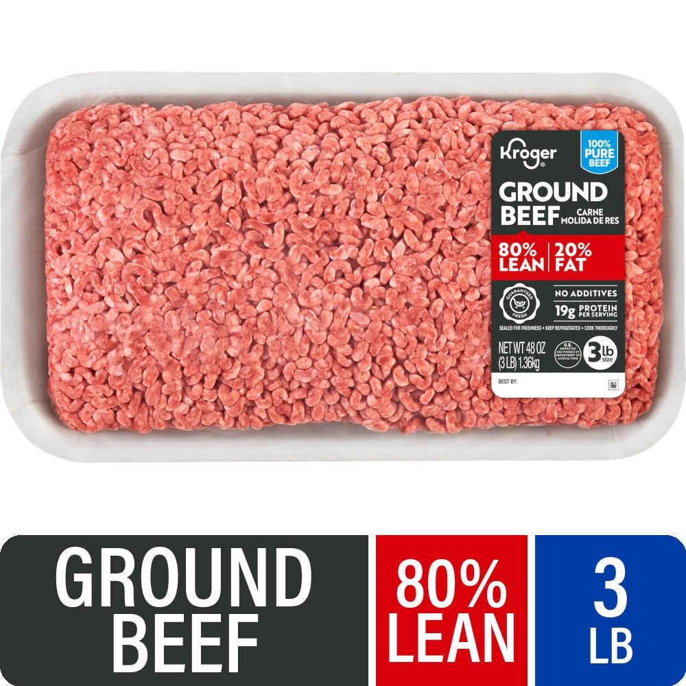 slide 3 of 5, Kroger 80/20 Ground Beef, 3 lb