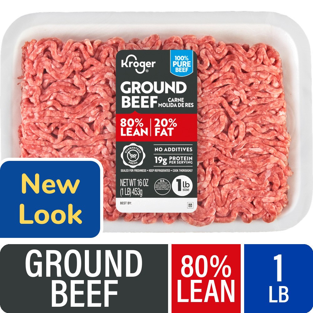 slide 3 of 5, Kroger Ground Beef 80% Lean, 1 lb