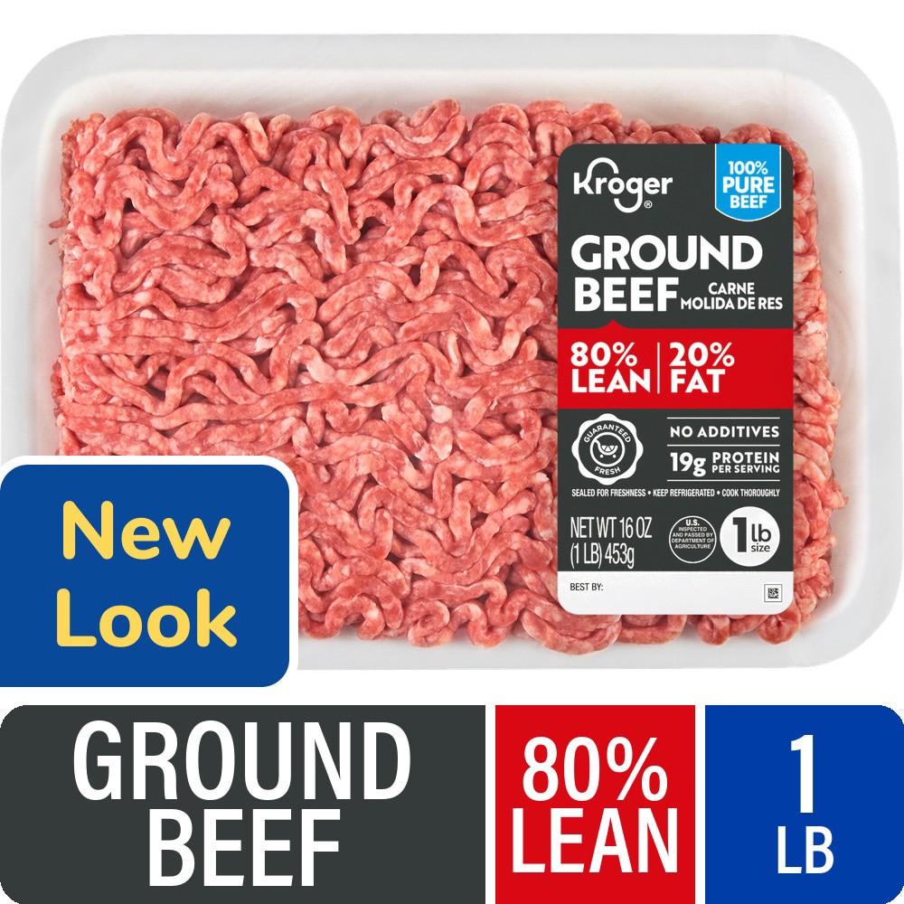 slide 4 of 5, Kroger Ground Beef 80% Lean, 1 lb