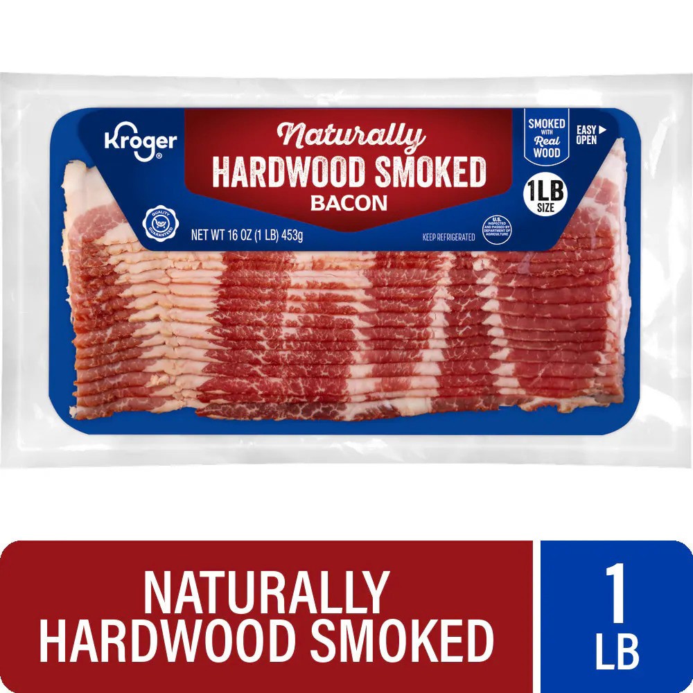 slide 2 of 5, Kroger Naturally Hardwood Smoked Bacon, 16 oz