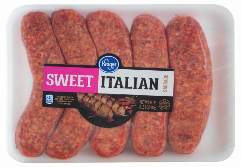 slide 1 of 1, Kroger Sweet Italian Sausage, 5 ct / 3.6 oz