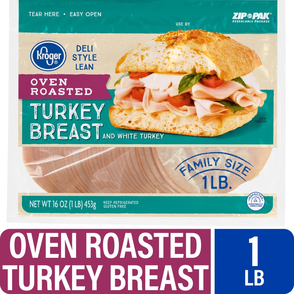 slide 1 of 5, Kroger® Turkey Breast Oven Roasted Deli Thin Sliced Family Size, 16 oz