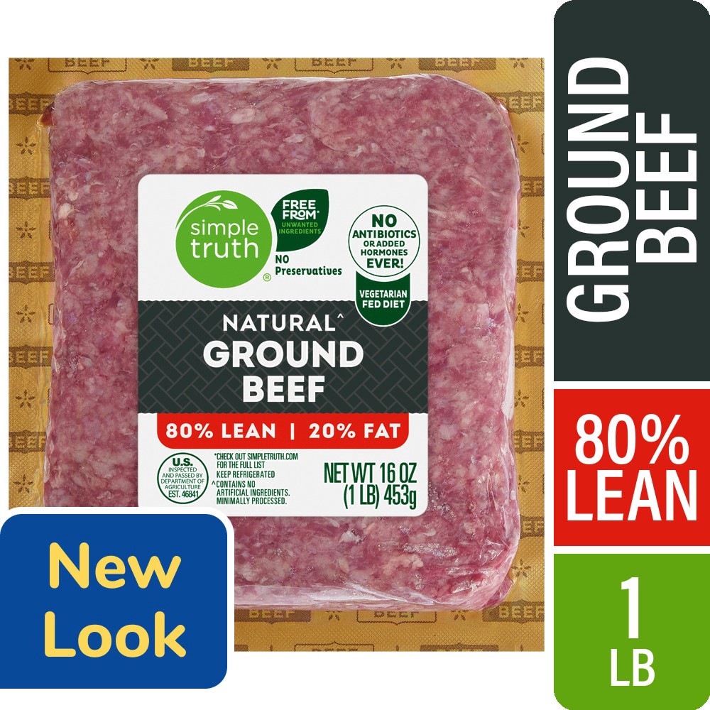 slide 3 of 5, Simple Truth Natural Ground Beef 80% Lean, 1 lb