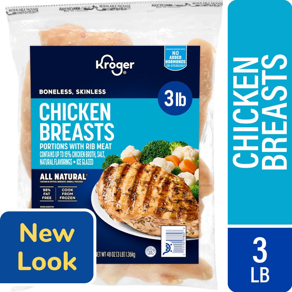 slide 5 of 6, Kroger Boneless Chicken Breasts with Rib Meat, 3 lb