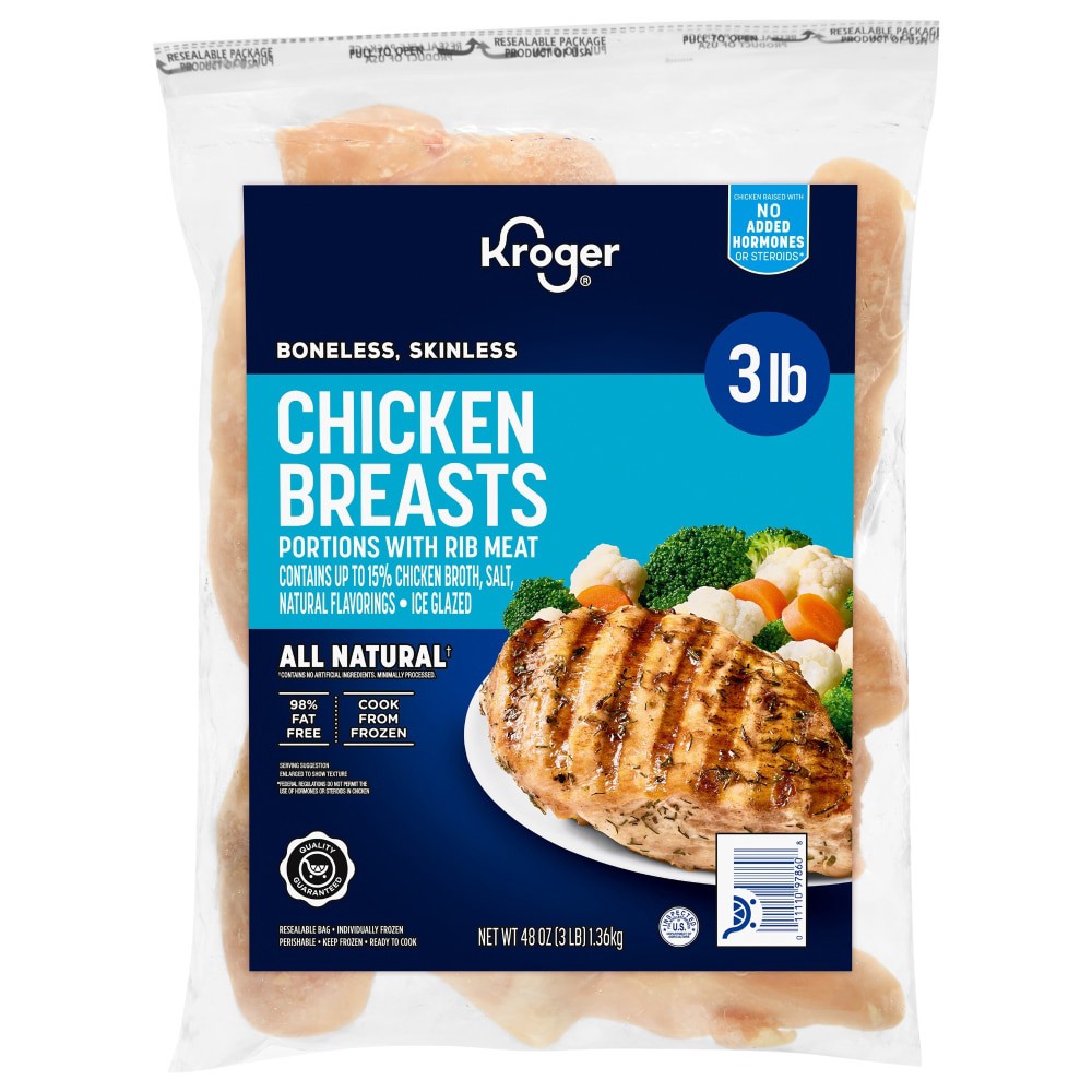 slide 3 of 6, Kroger Boneless Chicken Breasts with Rib Meat, 3 lb