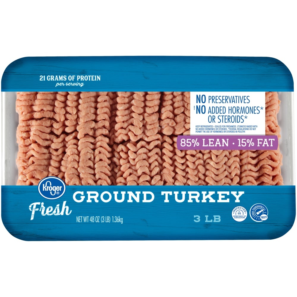 slide 1 of 1, Kroger 85% Lean Fresh Ground Turkey, 3 lb
