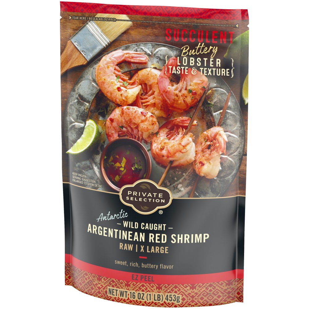 slide 2 of 3, Private Selection Wild Caught Argentinean Red Raw Extra Large Easy Peel Shrimp, 16 oz