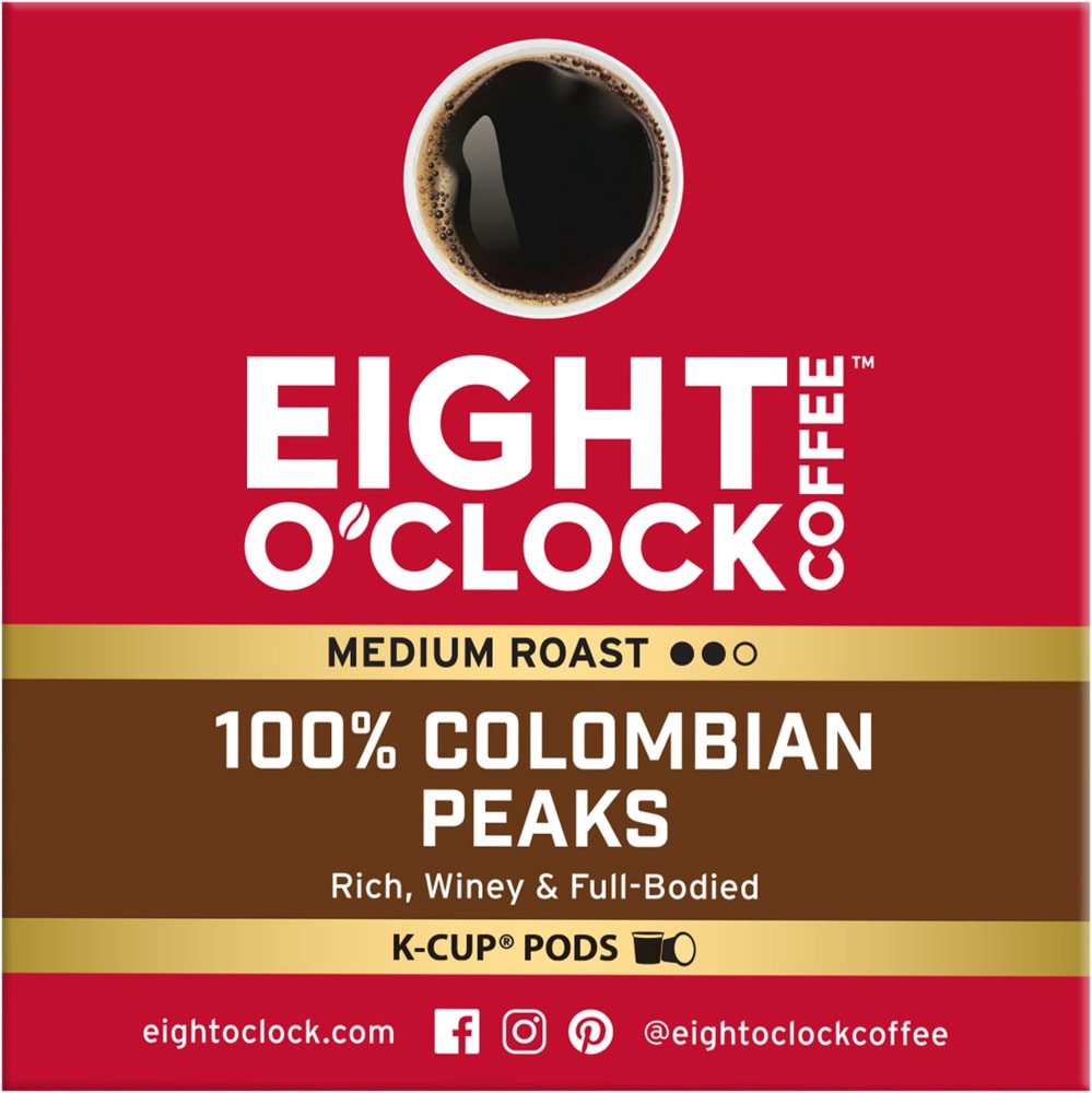 slide 3 of 5, Eight O'Clock Coffee Colombian Peaks Keurig Single-Serve K-Cup Pods, Medium Roast Coffee, 10 Count, 3.3 oz