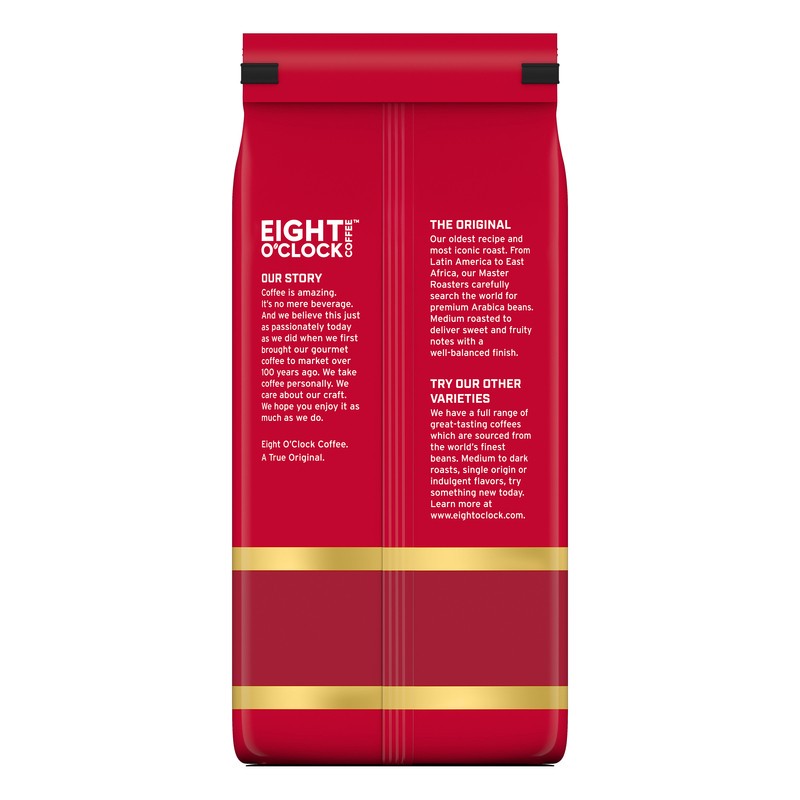 slide 4 of 4, Eight O'Clock Coffee The Original, our oldest recipe and most iconic roast made from premium Arabica beans. Medium roasted to deliver sweet and fruity notes with well-balanced finish., 30 oz