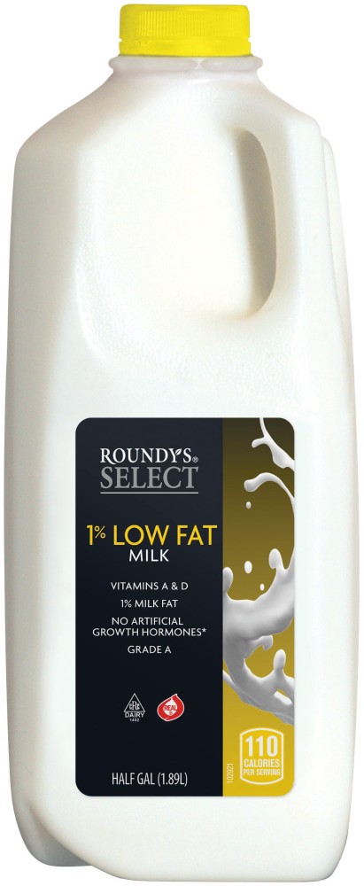 slide 2 of 2, Roundy's Select 1% Low Fat Milk, 1/2 gal