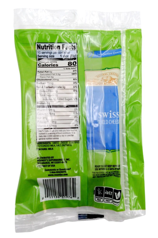 slide 2 of 2, Roundy's Natural Sliced Swiss Cheese, 7 oz