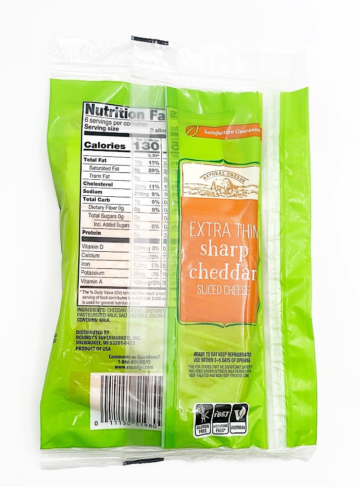 slide 2 of 2, Roundy's Extra Thin Sharp Cheddar Sliced Cheese, 6.84 oz