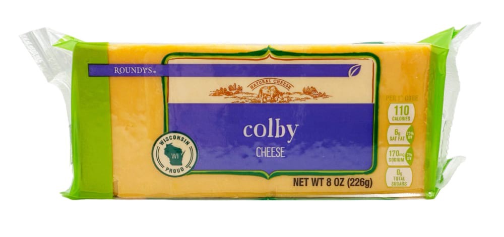 slide 2 of 2, Roundy's Colby Block Cheese, 8 oz