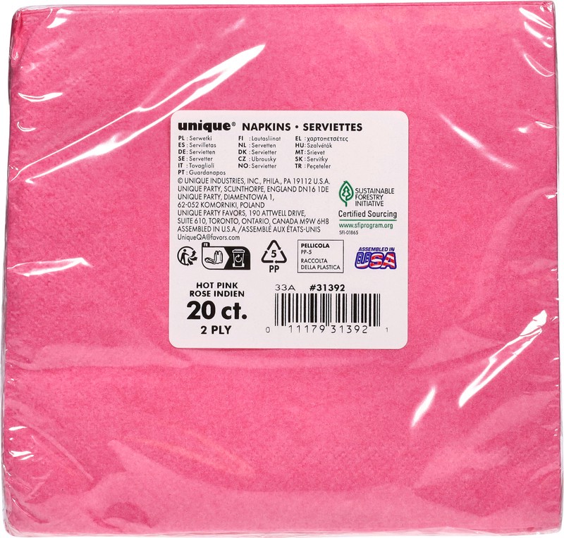slide 2 of 4, Unique Hot Pink 2 Ply Napkins 20 Each, 1 ct