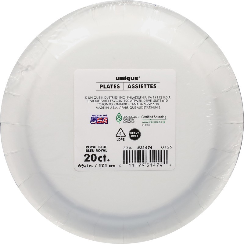 slide 3 of 4, Unique Royal Blue 6.75 Inch Plates 20 Each, 20 ct