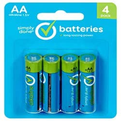 Simply Done 4 Pack Aa Alkaline Batteries 4 4 ea Blister Pack