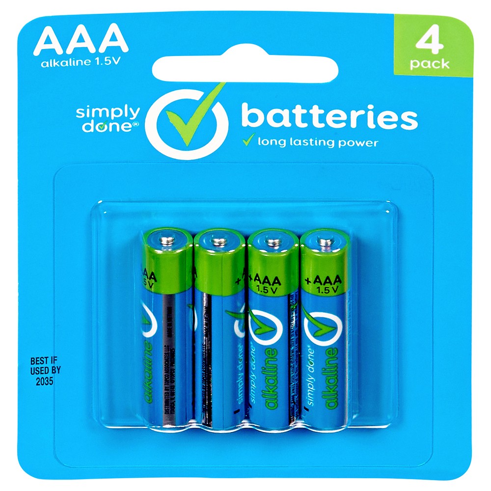 slide 1 of 1, Simply Done AAA Alkaline Batteries 4 Pack, 4 ct