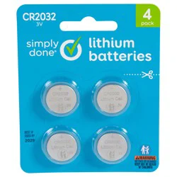 Simply Done CR2032 3V Lithium Batteries 4 ea