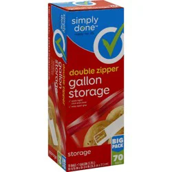 Simply Done Big Pack Gallon Double Zipper Storage Bags 70 ea
