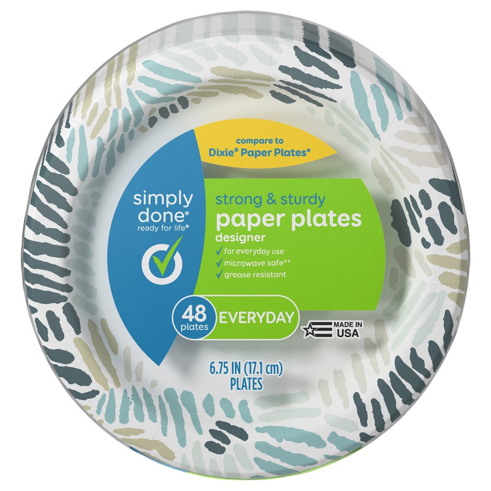 slide 1 of 1, Simply Done Everyday Designer Paper Plates 48 ea, 48 ct