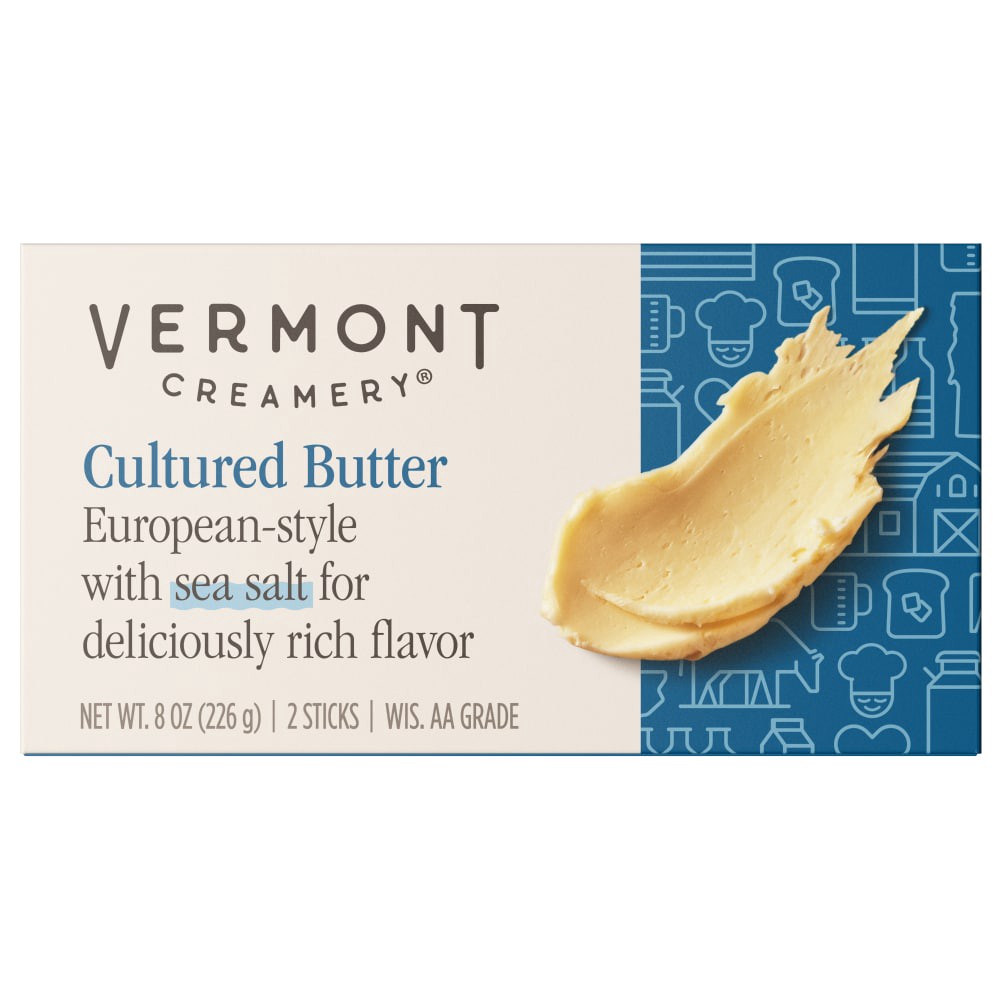 slide 1 of 6, Vermont Creamery Sea Salt Cultured Butter, 8 oz (2 Sticks), 2 ct