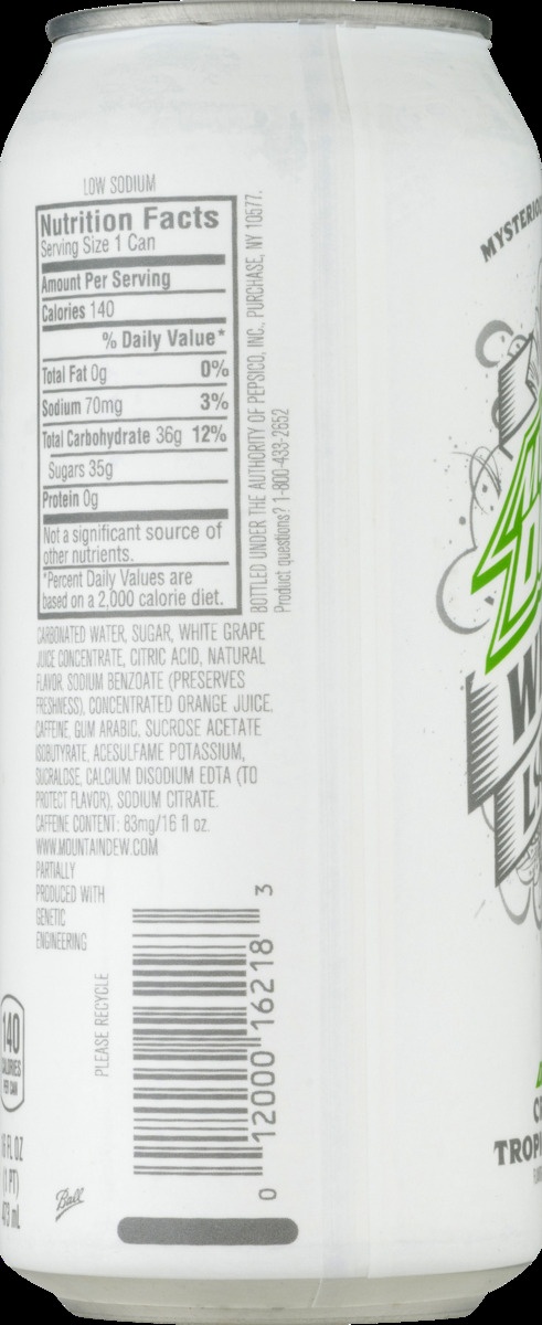 slide 4 of 9, Mountain Dew White Label Soft Drink - 16 fl oz, 16 fl oz