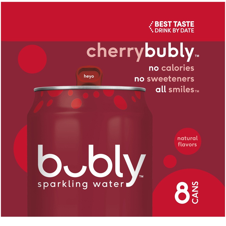 slide 2 of 3, bubly Sparkling Water Cherry 12 Fl Oz 8 Count Cans, 96 oz