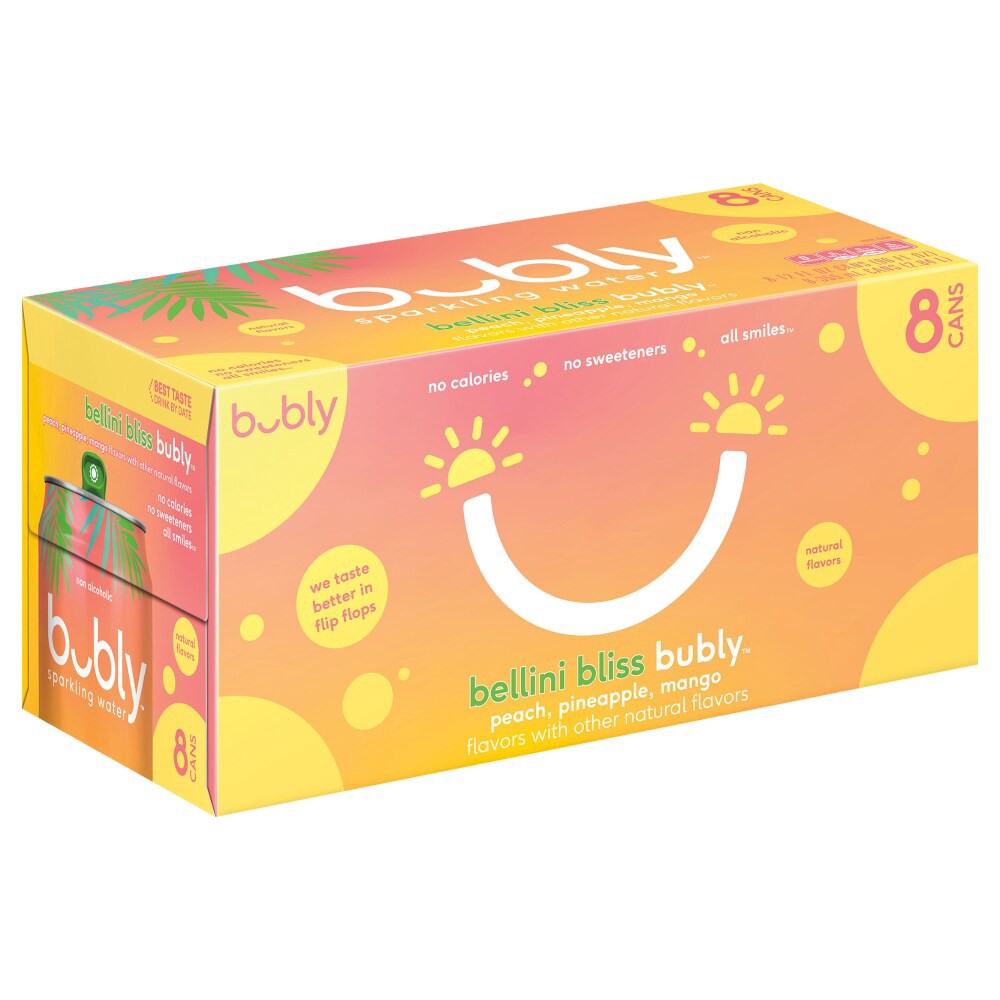 slide 2 of 4, bubly Sparkling Water, Bellini Bliss Bubly, 8 ct; 12 fl oz