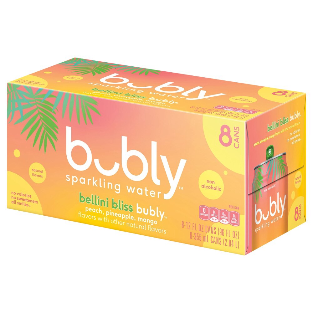 slide 3 of 4, bubly Sparkling Water, Bellini Bliss Bubly, 8 ct; 12 fl oz