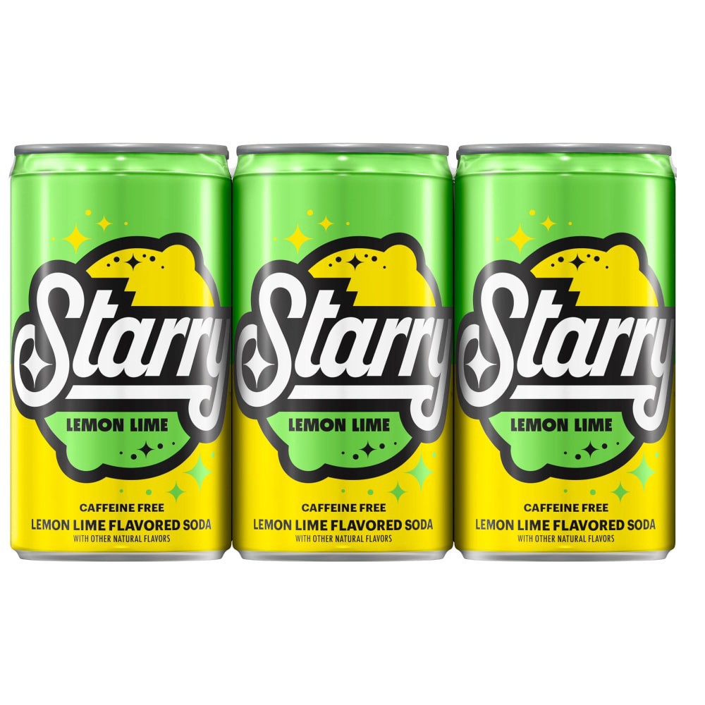 slide 4 of 5, Starry Lemon Lime Soda, Caffeine Free, Mini Cans, 6 ct; 7.5 oz