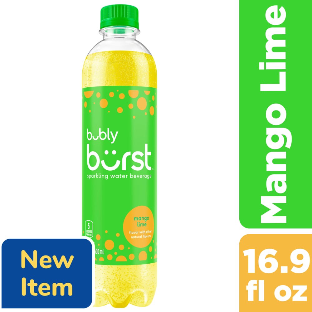 slide 5 of 5, bubly Burst Sparkling Water Beverage Mango Lime 16.9 Fl Oz, 16 oz