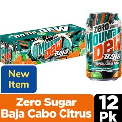 Mountain Dew® Baja Cabo Citrus Zero Sugar Tropical Punch Soda Cans, 12 pk / 12 fl oz