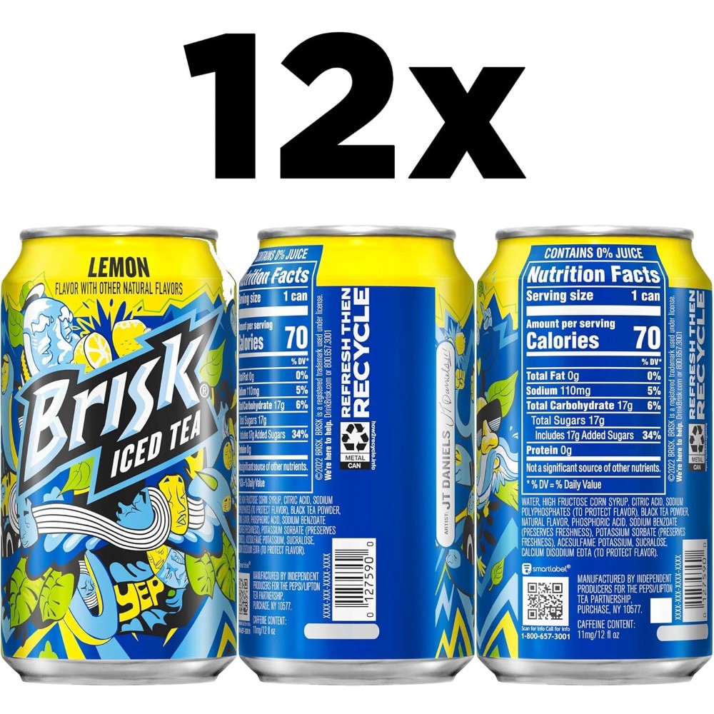 slide 3 of 4, Brisk Iced Tea Lemon 12 Fl Oz 12 Count, 12 ct