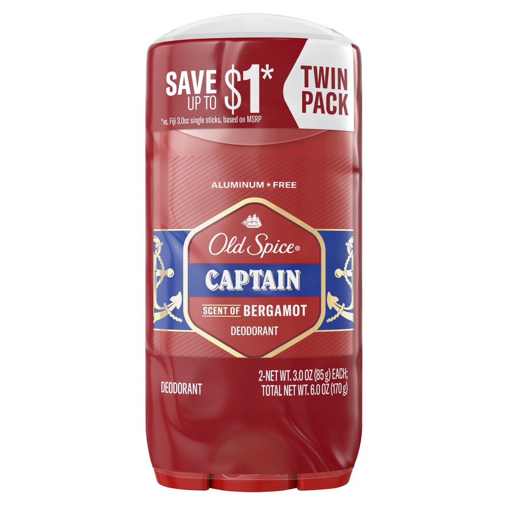 slide 2 of 2, Old Spice Aluminum Free Deodorant for men, 24/7 Odor Protection, Captain with Bergamot Scent, Twin Pack, 2 x 3oz, 2 ct