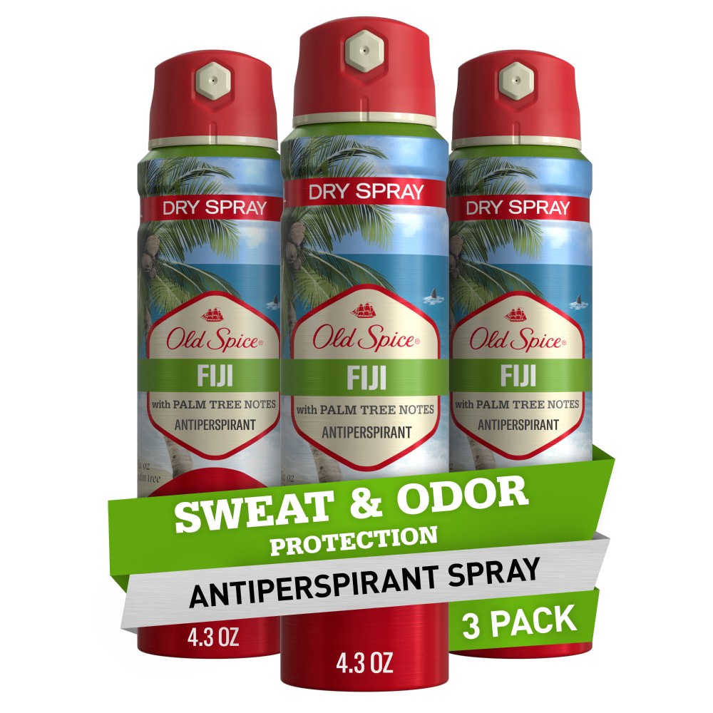 slide 6 of 6, Old Spice Fiji With Palm Tree Notes Antiperspirant Dry Spray, 4.3 oz