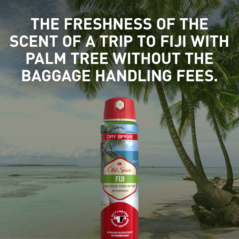slide 2 of 6, Old Spice Fiji With Palm Tree Notes Antiperspirant Dry Spray, 4.3 oz