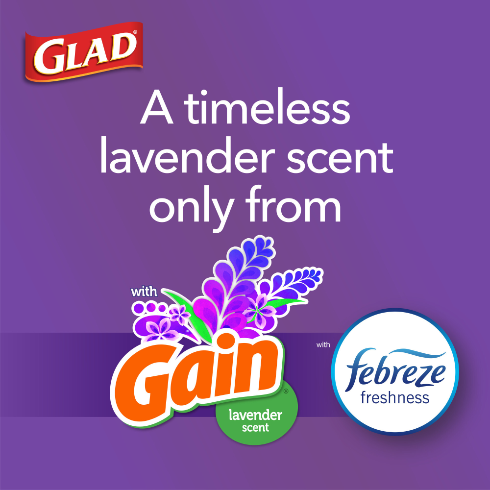 slide 2 of 6, Glad ForceFlex Tall Kitchen Trash BagsGain Lavender Scent with Febreze, 22 ct