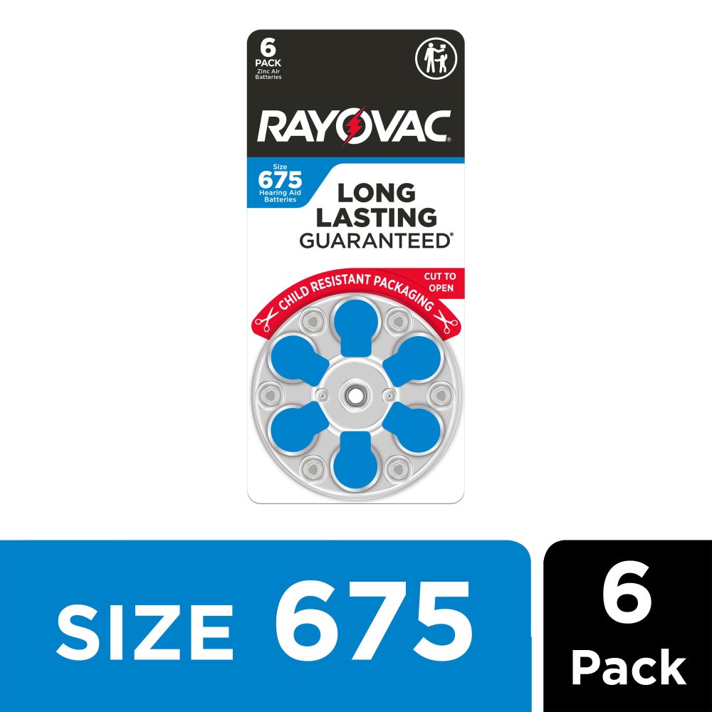 slide 2 of 6, Rayovac Size 675 Hearing Aid Batteries, 6 ct