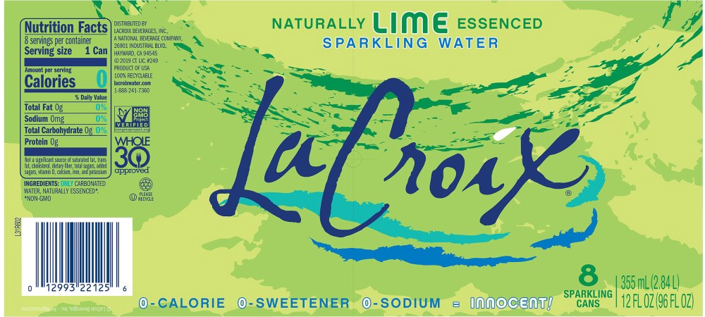 slide 3 of 5, LaCroix® Lime Flavored Sparkling Water Cans, 8 ct; 12 fl oz