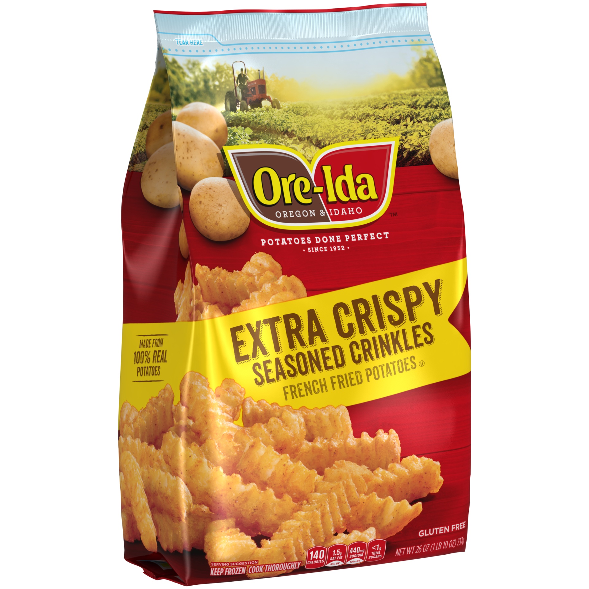 slide 4 of 8, Ore-Ida Extra Crispy Seasoned Crinkles French Fried Frozen Potatoes, 26 oz