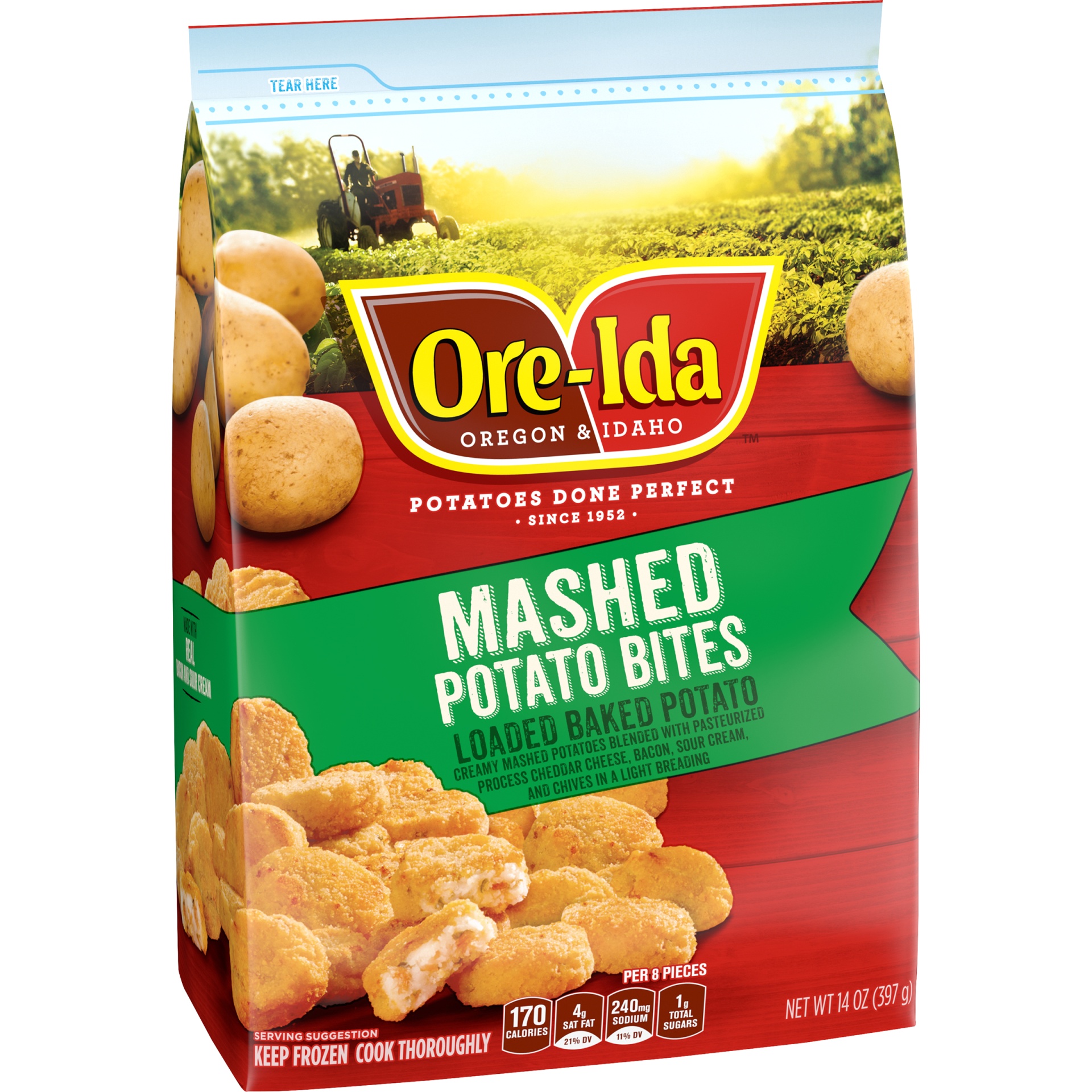 slide 4 of 6, Ore-Ida Baked Loaded Mashed Potato Bites Frozen Snacks, 22 oz