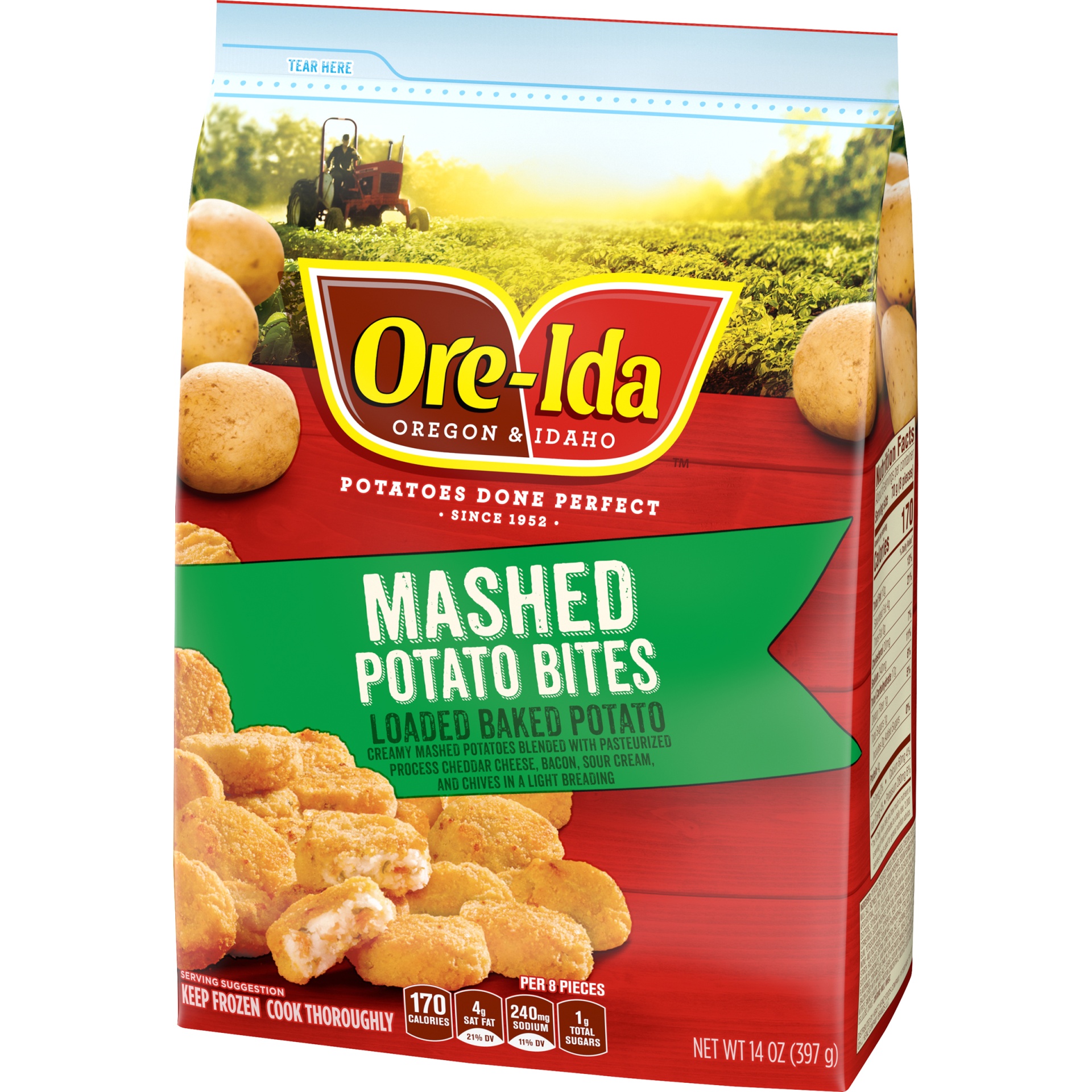 slide 3 of 6, Ore-Ida Baked Loaded Mashed Potato Bites Frozen Snacks, 22 oz