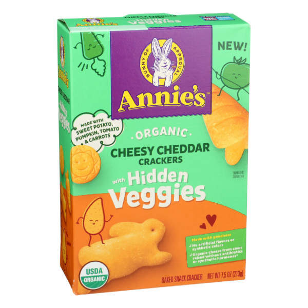 Annies Homegrown Annie's Organic Cheesy Cheddar Crackers With Hidden ...