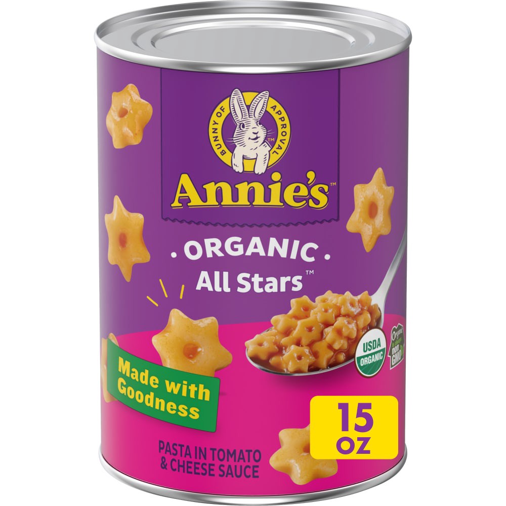 slide 3 of 6, Annie's Organic All Stars, Canned Pasta in Tomato and Cheese Sauce, 15 oz, 15 oz