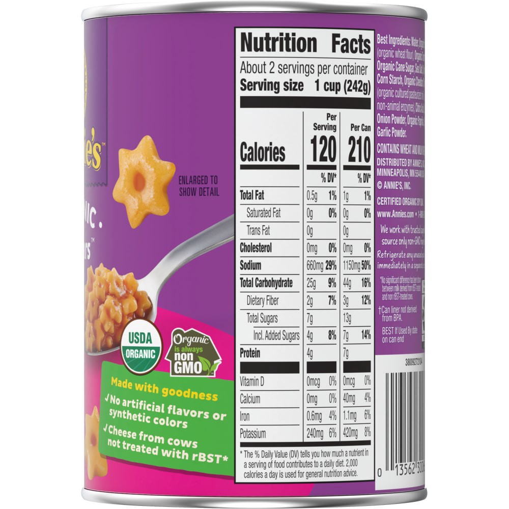 slide 5 of 6, Annie's Organic All Stars, Canned Pasta in Tomato and Cheese Sauce, 15 oz, 15 oz